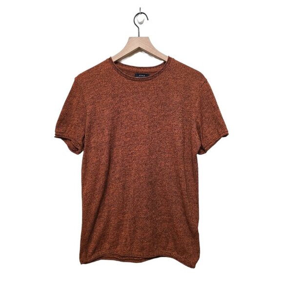 Zara Orange Marled Crew Neck Short Sleeve Tee Sz M - Picture 1 of 8